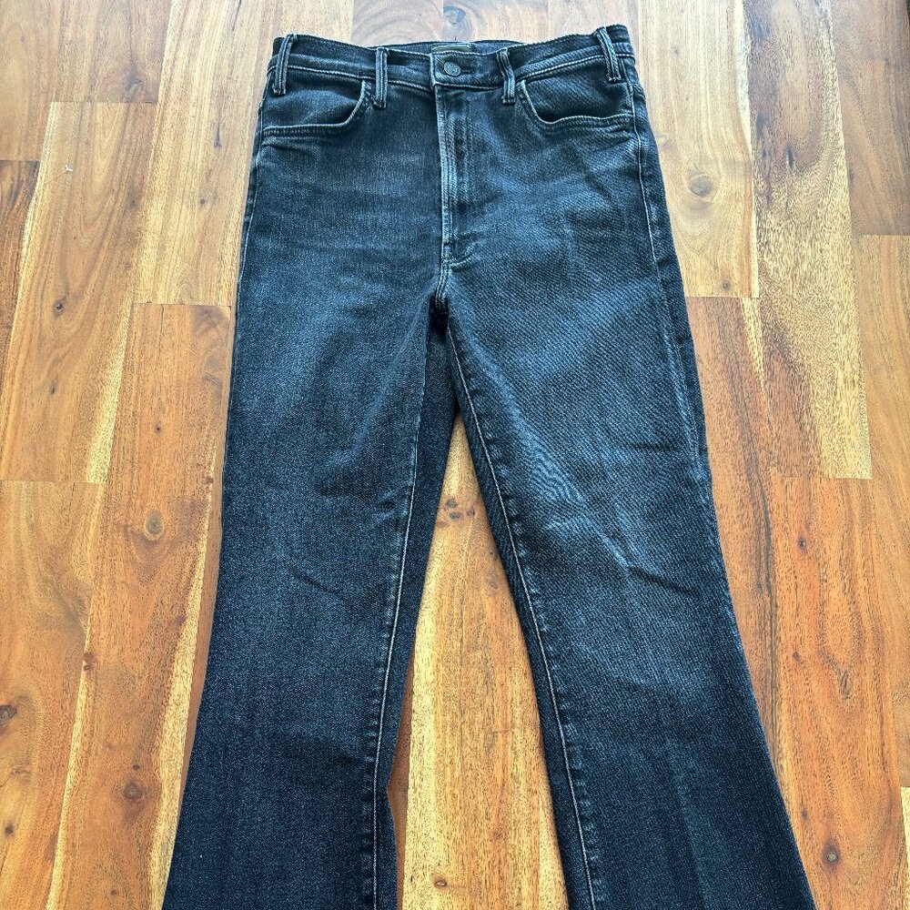 MOTHER Hustler Ankle Fray Black Flare Jeans - Size 30